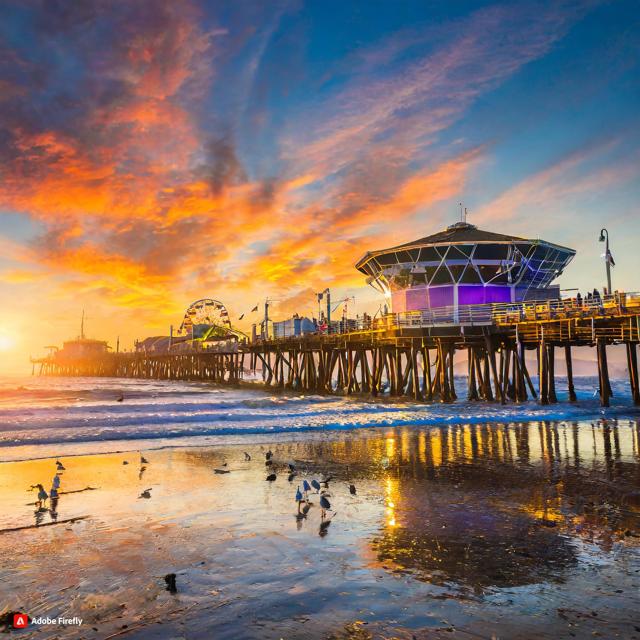 Firefly santa monica pier in LA with colorful sunset.jpg
